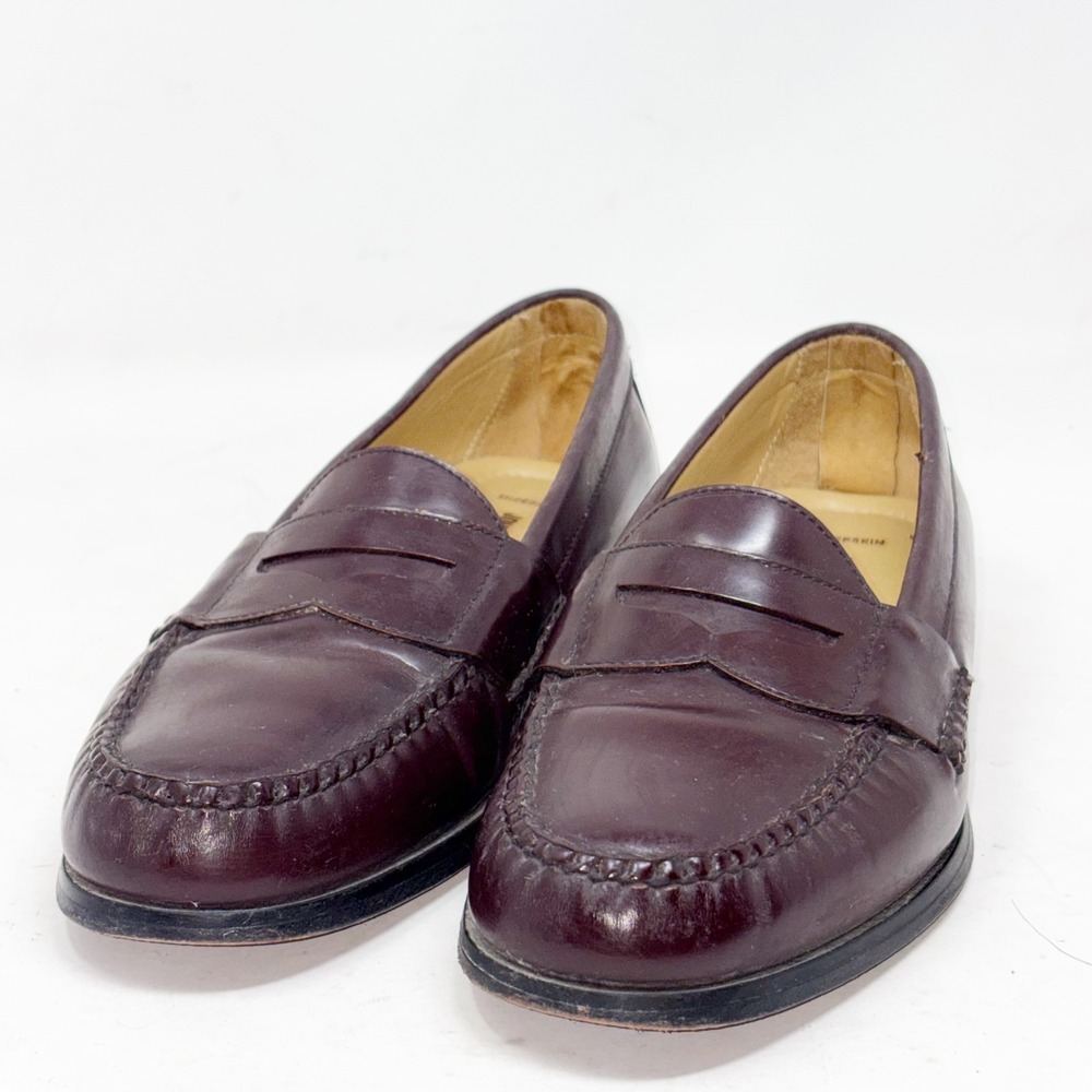 Johnston & Murphy Mens 9 M Sheepskin Burgundy Leather Penny Loafers Classic
